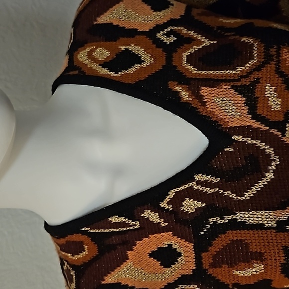 VTG ELEANOR P BRENNER 1980s New Wool Abstract Metallic V-Neck Sweater - Picture 4 of 8